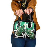 Piwakawaka New Zealand Matariki Shoulder Handbag Maori New Year Silver Fern Green Galaxy
