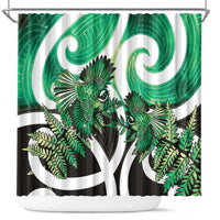 Piwakawaka New Zealand Matariki Shower Curtain Maori New Year Silver Fern Green Galaxy LT14 Green - Polynesian Pride