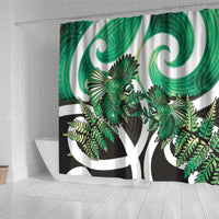 Piwakawaka New Zealand Matariki Shower Curtain Maori New Year Silver Fern Green Galaxy LT14 - Polynesian Pride