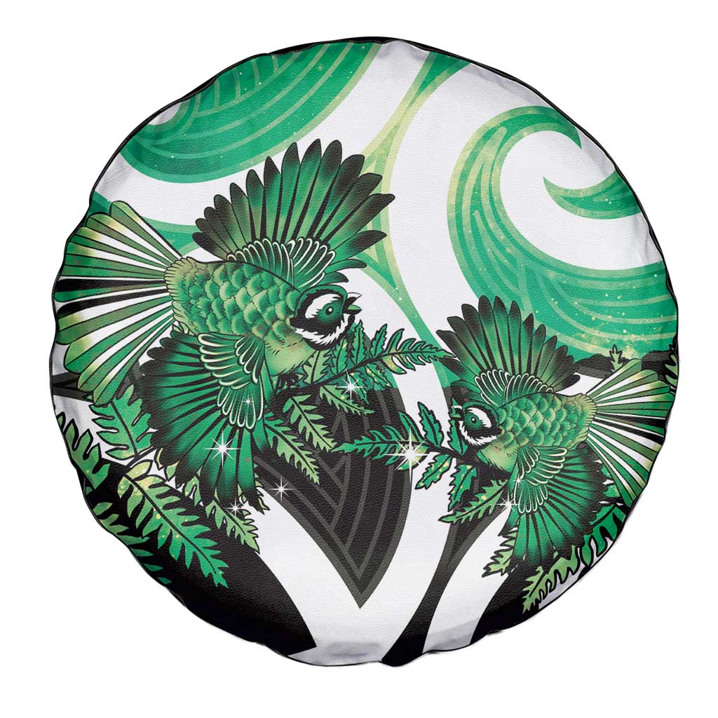 Piwakawaka New Zealand Matariki Spare Tire Cover Maori New Year Silver Fern Green Galaxy LT14 - Polynesian Pride
