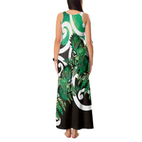 Piwakawaka New Zealand Matariki Tank Maxi Dress Maori New Year Silver Fern Green Galaxy LT14 - Polynesian Pride