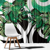 Piwakawaka New Zealand Matariki Window Curtain Maori New Year Silver Fern Green Galaxy