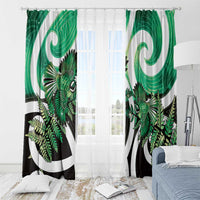 Piwakawaka New Zealand Matariki Window Curtain Maori New Year Silver Fern Green Galaxy