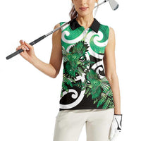 Piwakawaka New Zealand Matariki Women Sleeveless Polo Shirt Maori New Year Silver Fern Green Galaxy LT14 - Polynesian Pride