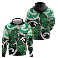 Piwakawaka New Zealand Matariki Zip Hoodie Maori New Year Silver Fern Green Galaxy LT14 - Polynesian Pride