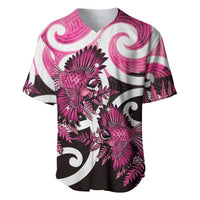 Piwakawaka New Zealand Matariki Baseball Jersey Maori New Year Silver Fern Pink Galaxy