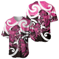Piwakawaka New Zealand Matariki Baseball Jersey Maori New Year Silver Fern Pink Galaxy