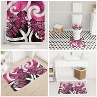 Piwakawaka New Zealand Matariki Bathroom Set Maori New Year Silver Fern Pink Galaxy