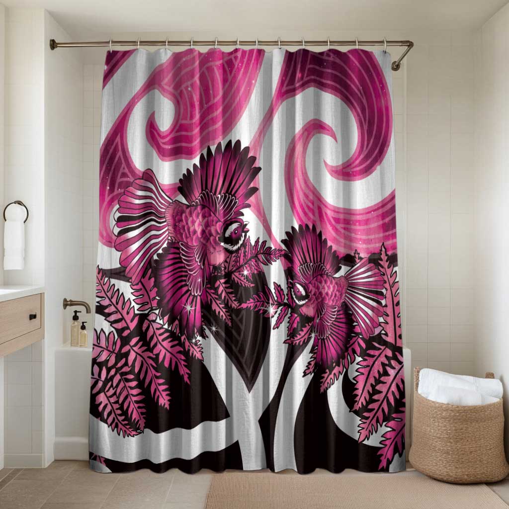 Piwakawaka New Zealand Matariki Bathroom Set Maori New Year Silver Fern Pink Galaxy