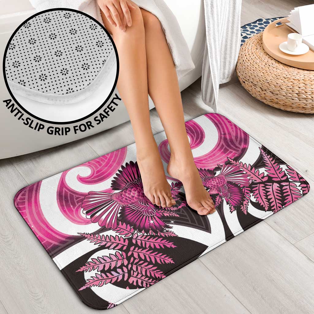 Piwakawaka New Zealand Matariki Bathroom Set Maori New Year Silver Fern Pink Galaxy