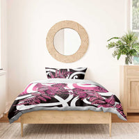 Piwakawaka New Zealand Matariki Bedding Set Maori New Year Silver Fern Pink Galaxy