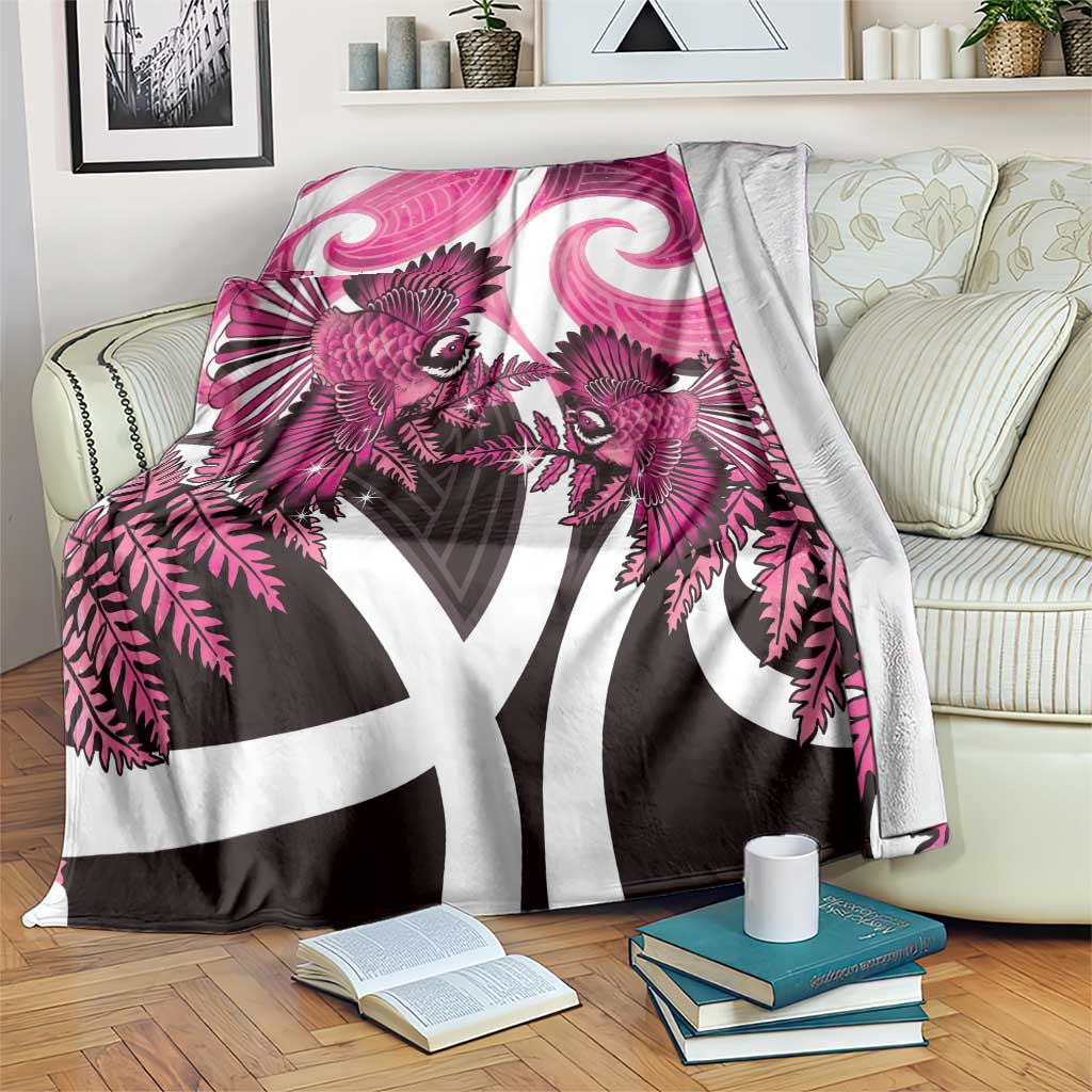 Piwakawaka New Zealand Matariki Blanket Maori New Year Silver Fern Pink Galaxy