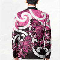 Piwakawaka New Zealand Matariki Blazer Maori New Year Silver Fern Pink Galaxy