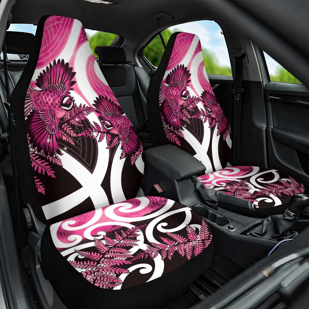 Piwakawaka New Zealand Matariki Car Seat Cover Maori New Year Silver Fern Pink Galaxy LT14 One Size Pink - Polynesian Pride