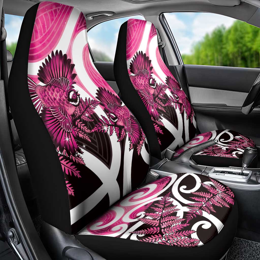 Piwakawaka New Zealand Matariki Car Seat Cover Maori New Year Silver Fern Pink Galaxy LT14 - Polynesian Pride