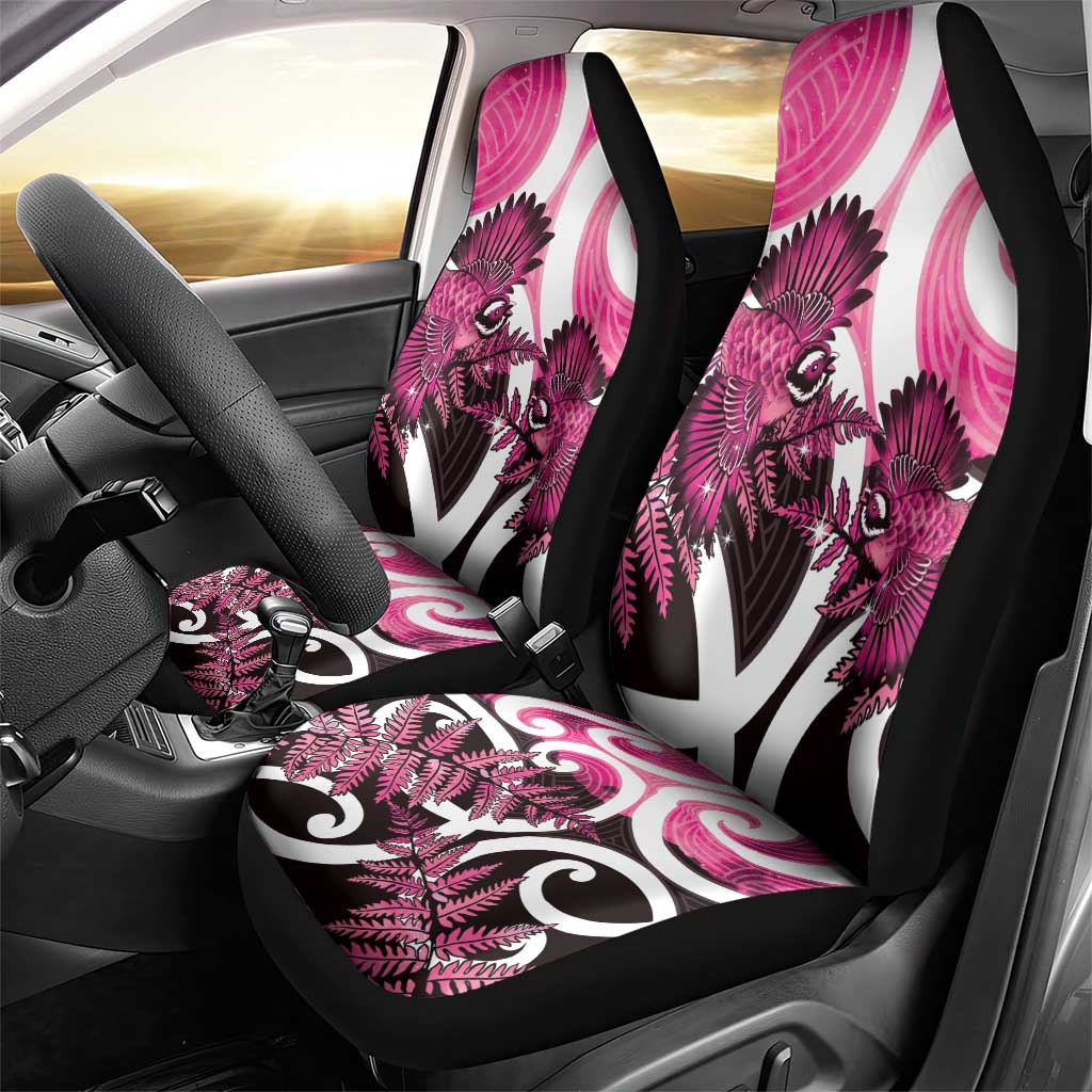 Piwakawaka New Zealand Matariki Car Seat Cover Maori New Year Silver Fern Pink Galaxy LT14 - Polynesian Pride