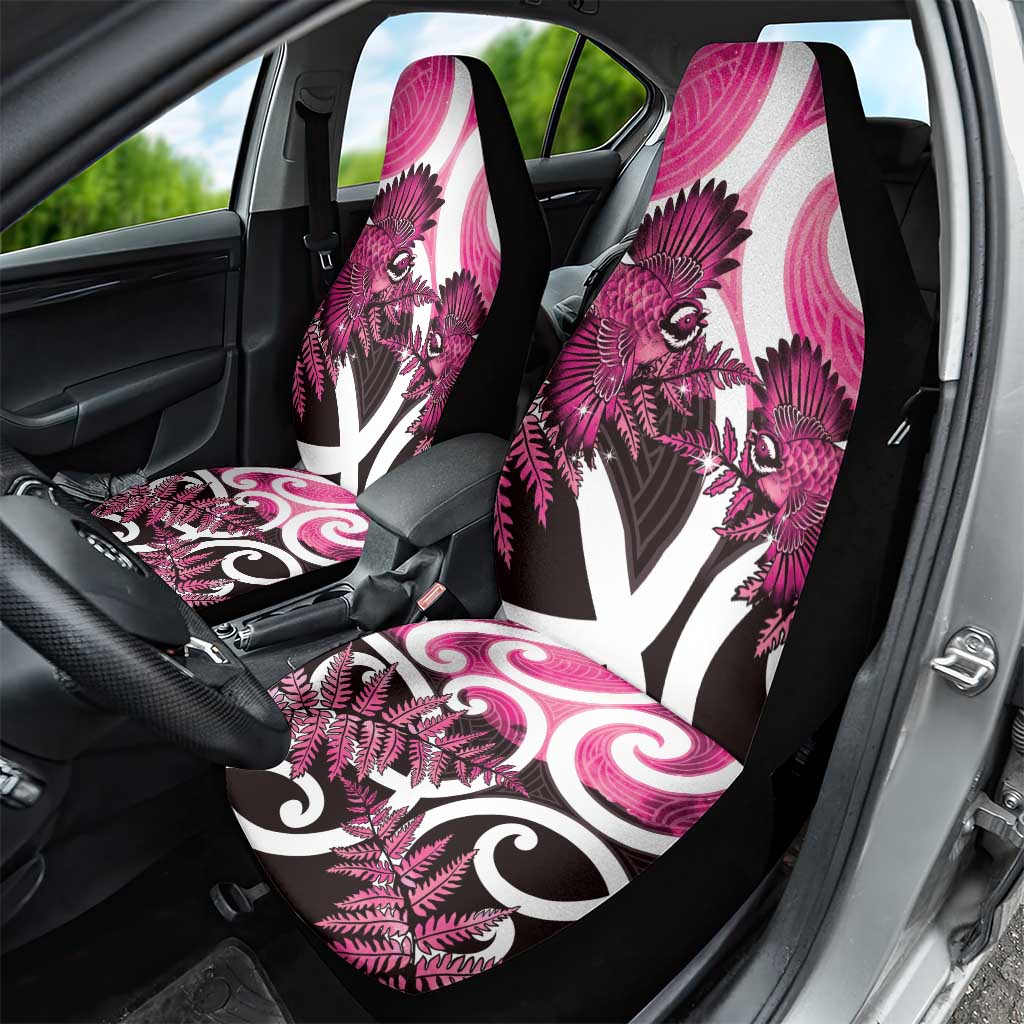Piwakawaka New Zealand Matariki Car Seat Cover Maori New Year Silver Fern Pink Galaxy LT14 - Polynesian Pride