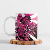 Piwakawaka New Zealand Matariki Ceramic Mug Maori New Year Silver Fern Pink Galaxy