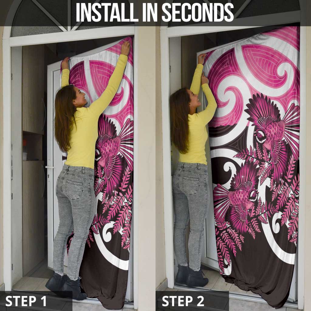 Piwakawaka New Zealand Matariki Door Cover Maori New Year Silver Fern Pink Galaxy LT14 - Polynesian Pride