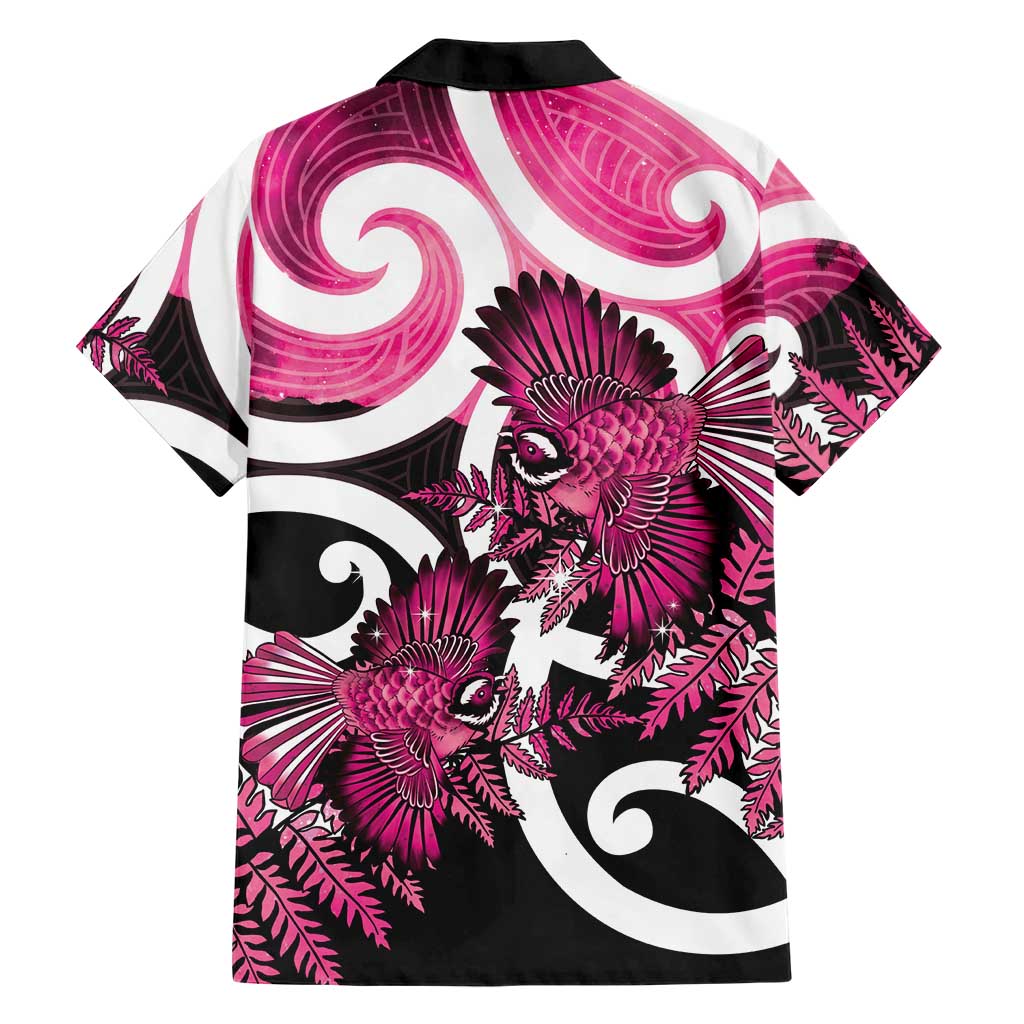 Piwakawaka New Zealand Matariki Family Matching Long Sleeve Bodycon Dress and Hawaiian Shirt Maori New Year Silver Fern Pink Galaxy LT14 - Polynesian Pride