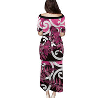 Piwakawaka New Zealand Matariki Family Matching Puletasi and Hawaiian Shirt Maori New Year Silver Fern Pink Galaxy LT14 - Polynesian Pride