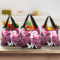 Piwakawaka New Zealand Matariki Grocery Bag Maori New Year Silver Fern Pink Galaxy LT14 3-pack One Size Pink - Polynesian Pride