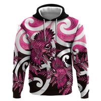 Piwakawaka New Zealand Matariki Hoodie Maori New Year Silver Fern Pink Galaxy LT14 Pullover Hoodie Pink - Polynesian Pride