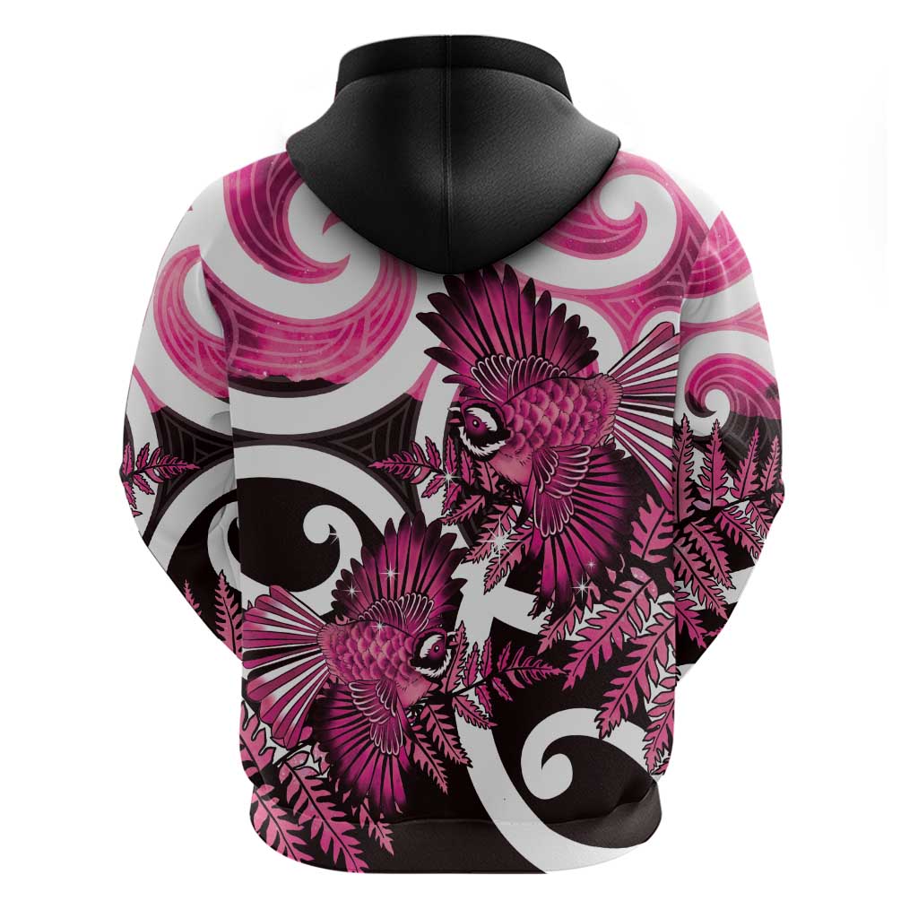 Piwakawaka New Zealand Matariki Hoodie Maori New Year Silver Fern Pink Galaxy LT14 - Polynesian Pride