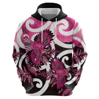 Piwakawaka New Zealand Matariki Hoodie Maori New Year Silver Fern Pink Galaxy LT14 - Polynesian Pride
