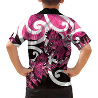 Piwakawaka New Zealand Matariki Kid Hawaiian Shirt Maori New Year Silver Fern Pink Galaxy LT14 - Polynesian Pride