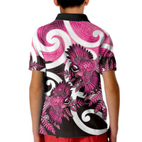 Piwakawaka New Zealand Matariki Kid Polo Shirt Maori New Year Silver Fern Pink Galaxy LT14 - Polynesian Pride