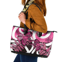 Piwakawaka New Zealand Matariki Leather Tote Bag Maori New Year Silver Fern Pink Galaxy LT14 Pink - Polynesian Pride