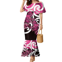 Piwakawaka New Zealand Matariki Mermaid Dress Maori New Year Silver Fern Pink Galaxy LT14 Women Pink - Polynesian Pride