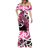 Piwakawaka New Zealand Matariki Mermaid Dress Maori New Year Silver Fern Pink Galaxy LT14 - Polynesian Pride