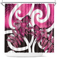 Piwakawaka New Zealand Matariki Shower Curtain Maori New Year Silver Fern Pink Galaxy LT14 Pink - Polynesian Pride
