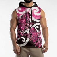 Piwakawaka New Zealand Matariki Sleeveless Hoodie Maori New Year Silver Fern Pink Galaxy LT14 - Polynesian Pride