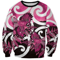 Piwakawaka New Zealand Matariki Sweatshirt Maori New Year Silver Fern Pink Galaxy