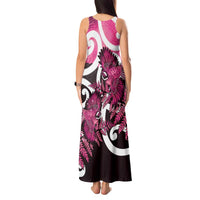 Piwakawaka New Zealand Matariki Tank Maxi Dress Maori New Year Silver Fern Pink Galaxy LT14 - Polynesian Pride