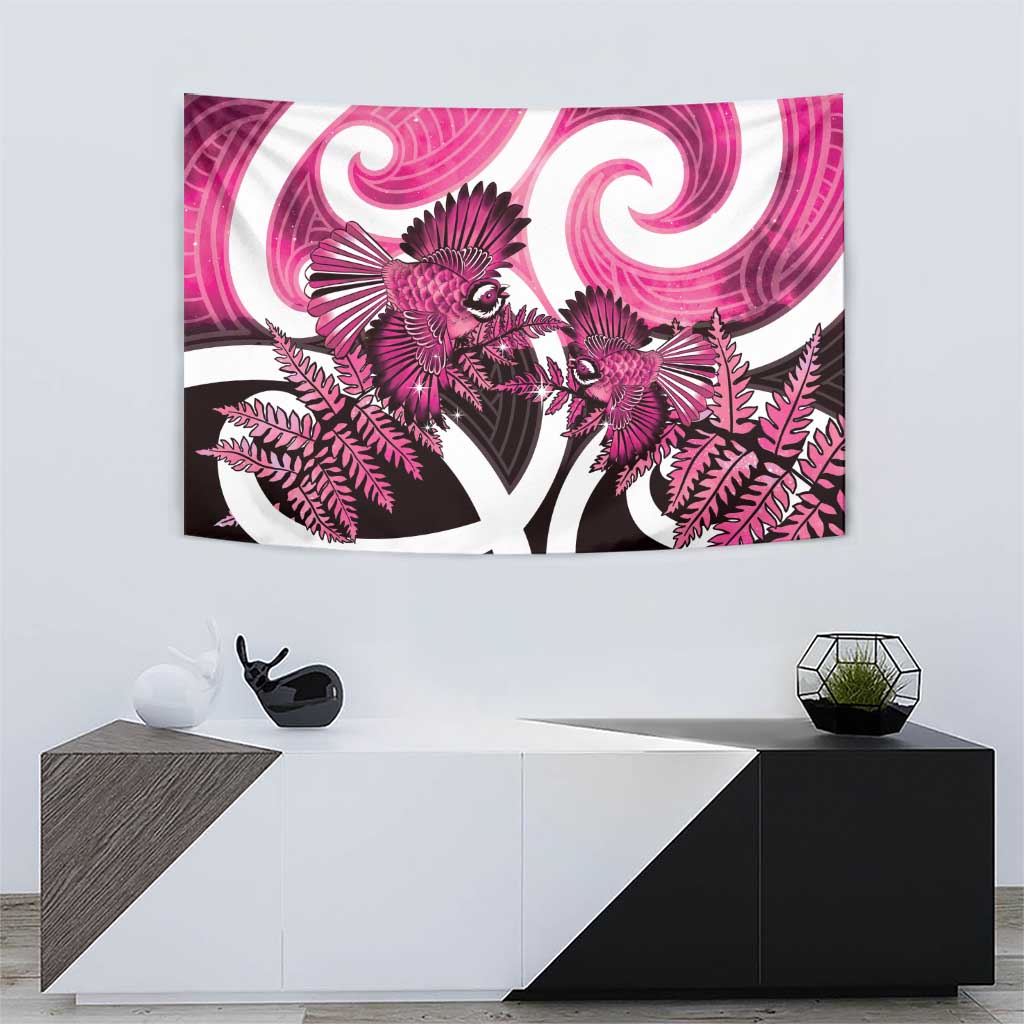 Piwakawaka New Zealand Matariki Tapestry Maori New Year Silver Fern Pink Galaxy LT14 - Polynesian Pride