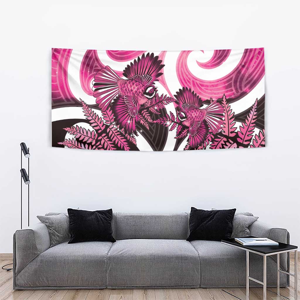Piwakawaka New Zealand Matariki Tapestry Maori New Year Silver Fern Pink Galaxy LT14 - Polynesian Pride