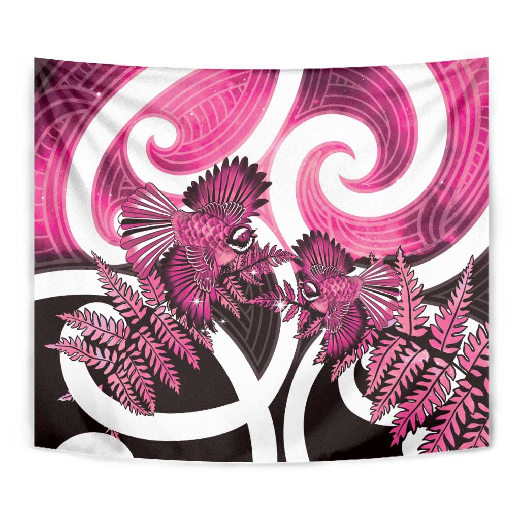 Piwakawaka New Zealand Matariki Tapestry Maori New Year Silver Fern Pink Galaxy LT14 - Polynesian Pride