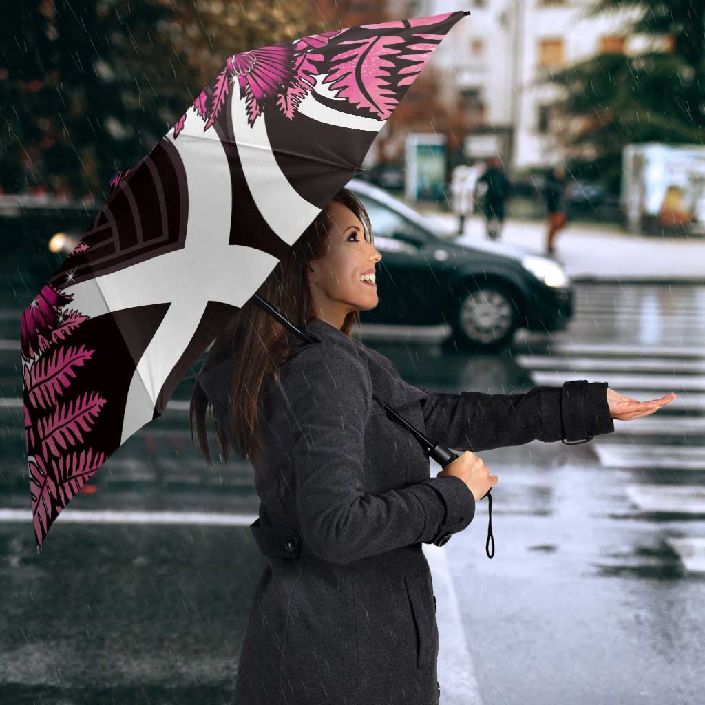 Piwakawaka New Zealand Matariki Umbrella Maori New Year Silver Fern Pink Galaxy