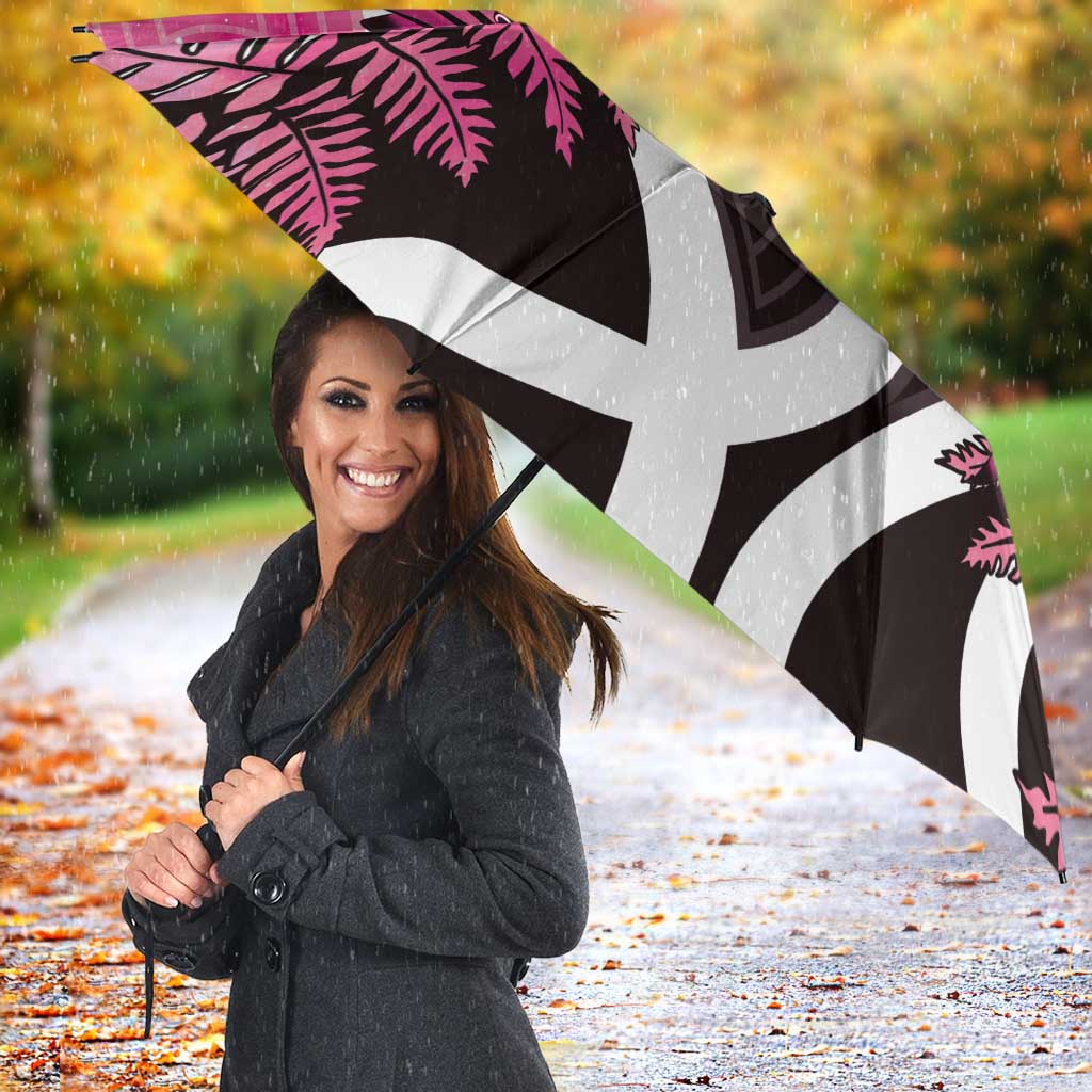 Piwakawaka New Zealand Matariki Umbrella Maori New Year Silver Fern Pink Galaxy