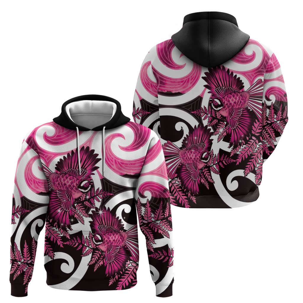 Piwakawaka New Zealand Matariki Zip Hoodie Maori New Year Silver Fern Pink Galaxy LT14 - Polynesian Pride