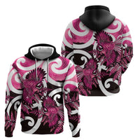Piwakawaka New Zealand Matariki Zip Hoodie Maori New Year Silver Fern Pink Galaxy LT14 - Polynesian Pride