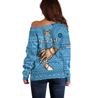 Personalised Father Day Fiji Off Shoulder Sweater I Love You Dad Fijian Tapa Pattern LT14 - Polynesian Pride