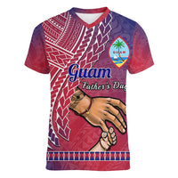 Polynesian Pride Father Day Guam Women V Neck T Shirt I Love You Dad Guaman Latte Stone LT14 Female Red - Polynesian Pride