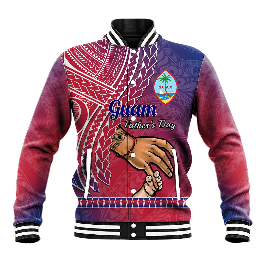 Personalised Father Day Guam Baseball Jacket I Love You Dad Guaman Latte Stone LT14 Unisex Red - Polynesian Pride