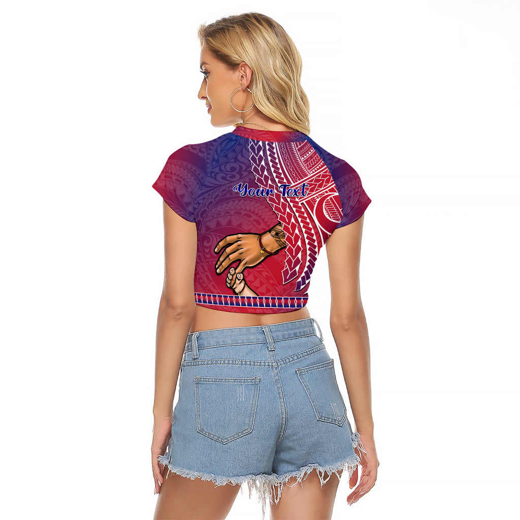 Personalised Father Day Guam Raglan Cropped T Shirt I Love You Dad Guaman Latte Stone LT14 - Polynesian Pride