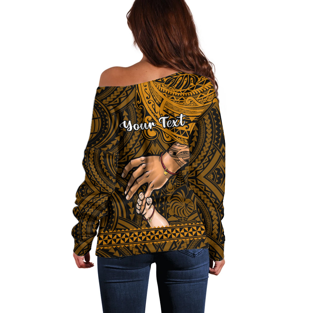 Personalised Father Day New Caledonia Off Shoulder Sweater I Love You Dad LT14 - Polynesian Pride